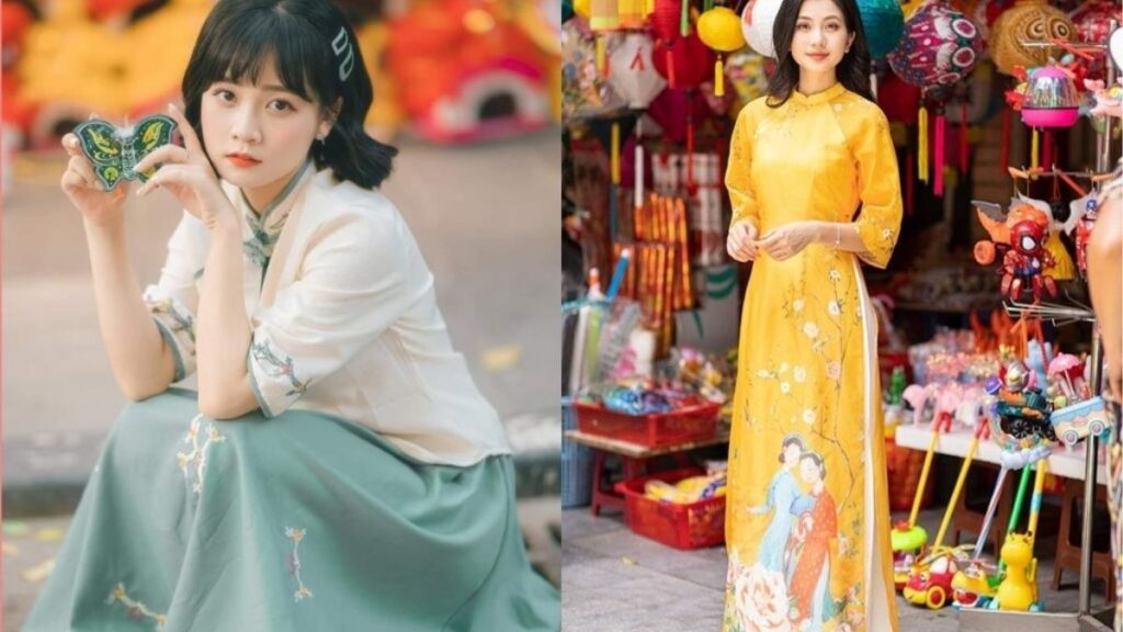 Chụp ảnh Trung Thu: Ý tưởng, trang phục và cách chụp đẹp tự nhiên 4 Trang phục chụp ảnh Trung Thu với áo dài cổ phục và váy